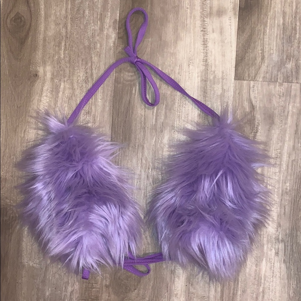 Fuzzy rave bikini top!! NEVER WORN - but no tags